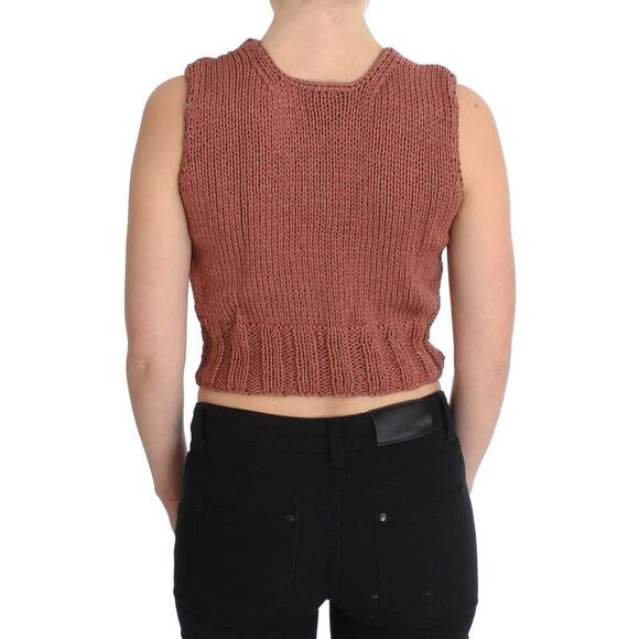 PINK MEMORIES Knit Sleeveless Cropped Top Women Red Sweaters - Picture 3 of 6